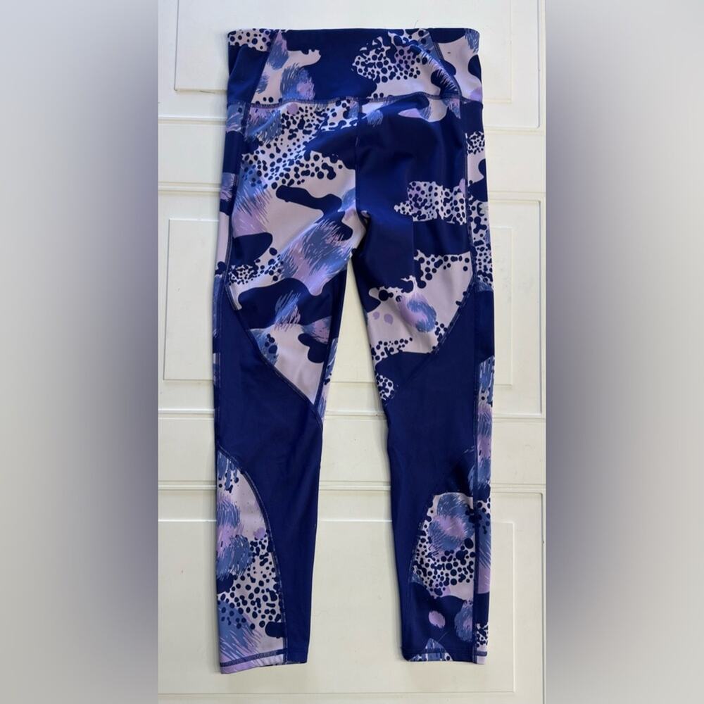 Under Armour Women’s Sz M Purple Blue Geometric Cropped Mesh Breathable Leggings - Picture 4 of 6